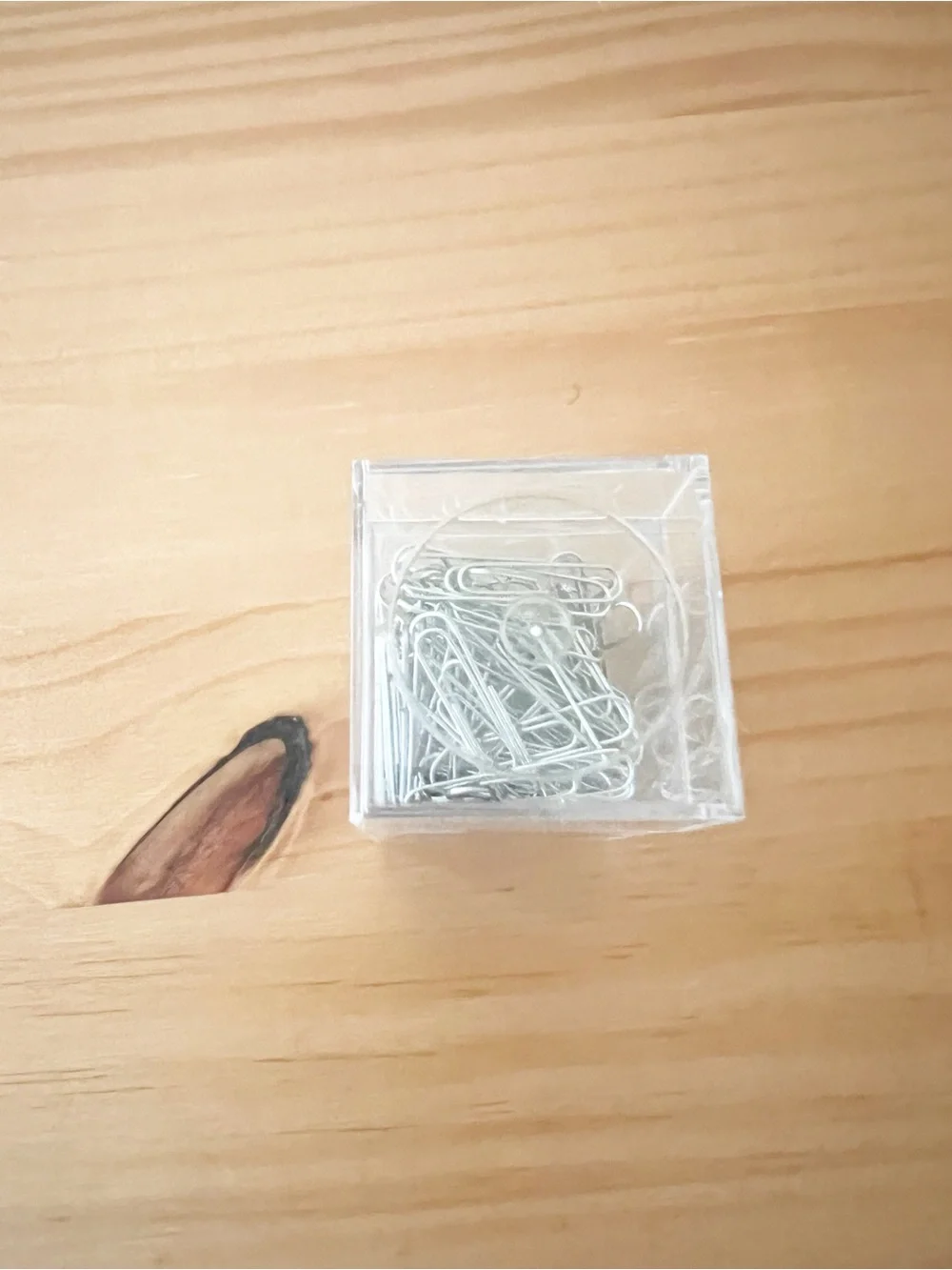 Paper clips in holder